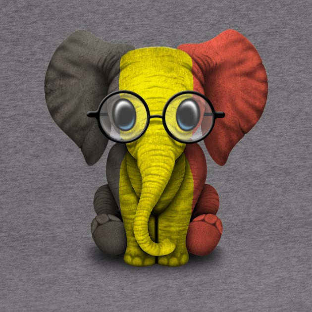 Baby Elephant with Glasses and Belgian Flag by jeffbartels